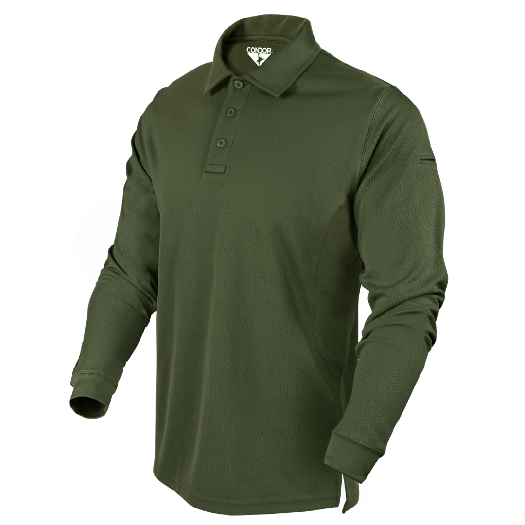 Polo tactique Condor — Long Sleeve Performance Tactical Polo — Vert olive / 4XL