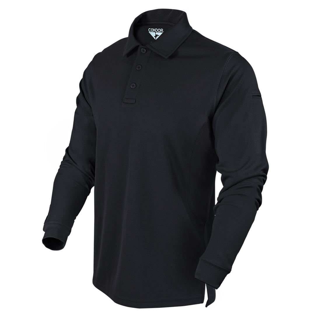Polo tactique Condor — Long Sleeve Performance Tactical Polo — Noir / 4XL