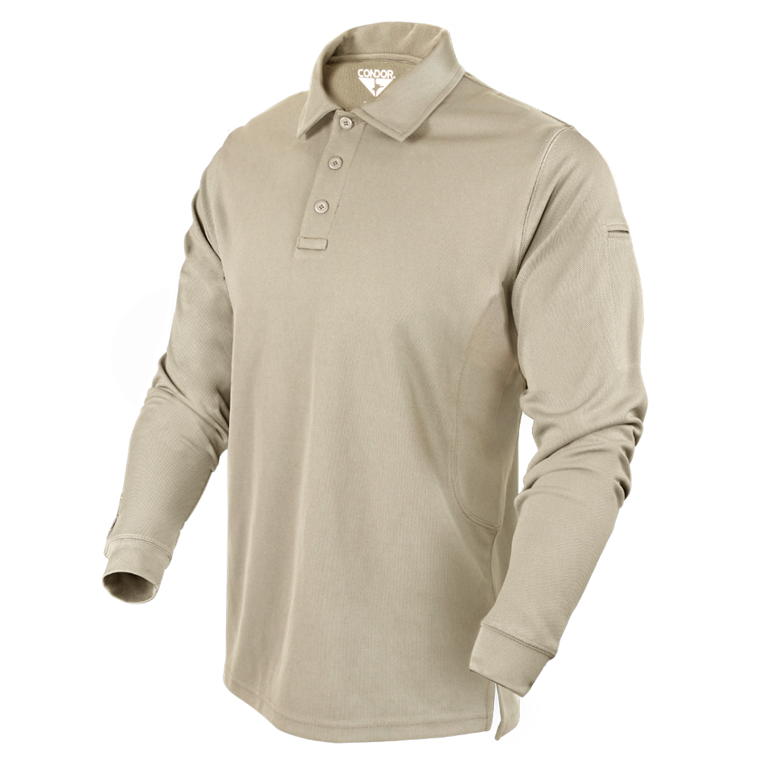 Polo tactique Condor — Long Sleeve Performance Tactical Polo — Beige argenté / 4XL