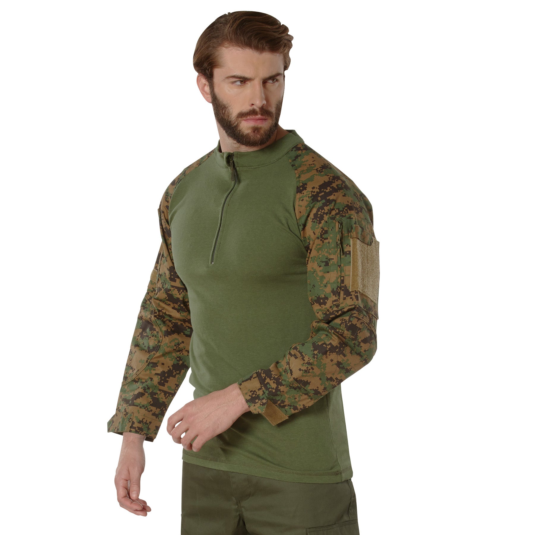 Rothco 1/4 Zip Tactical Airsoft Combat Shirt - Color : Woodland Digital Camo, Size : 3XL