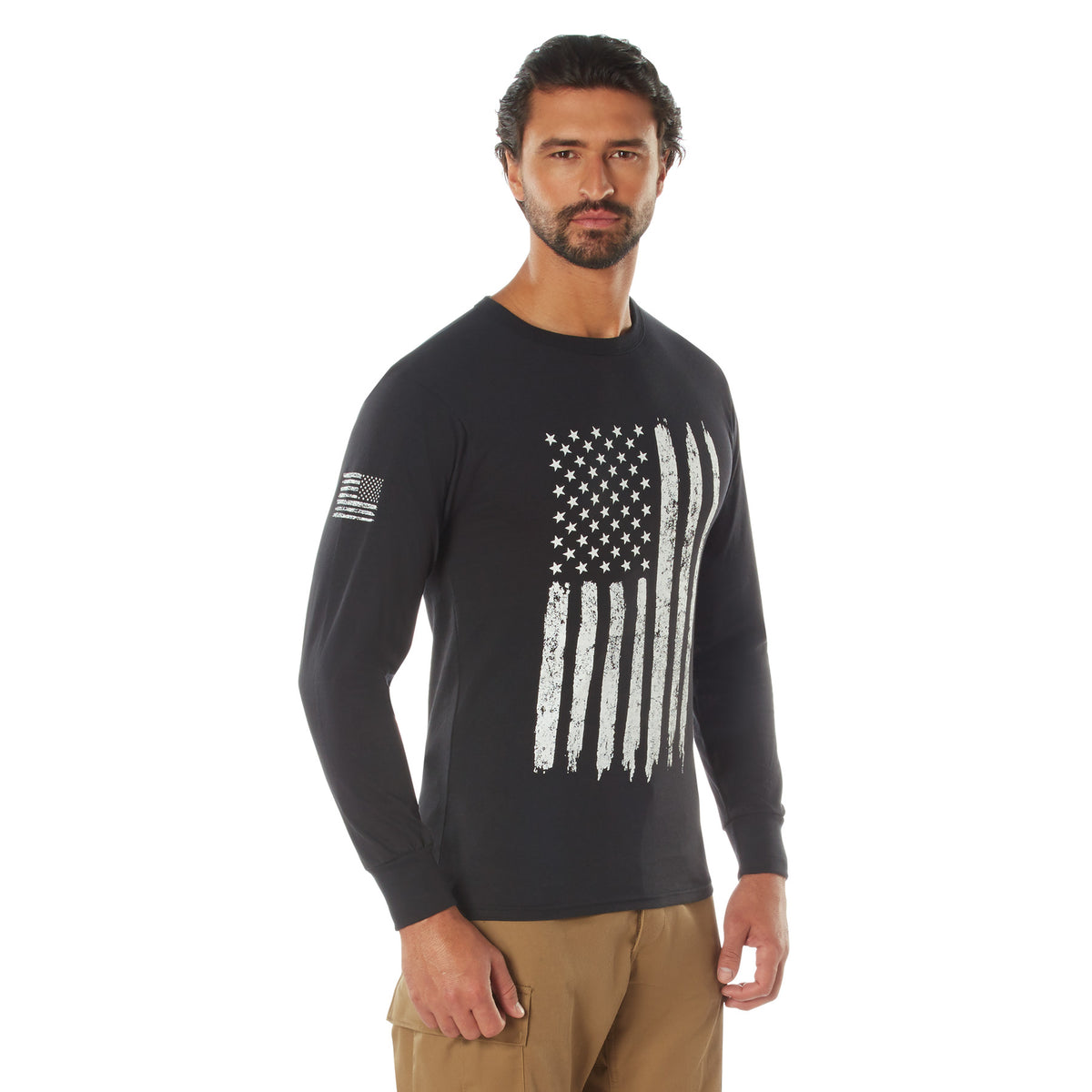 Rothco US Flag Long Sleeve T-Shirt - Color : Black, Size : 2XL