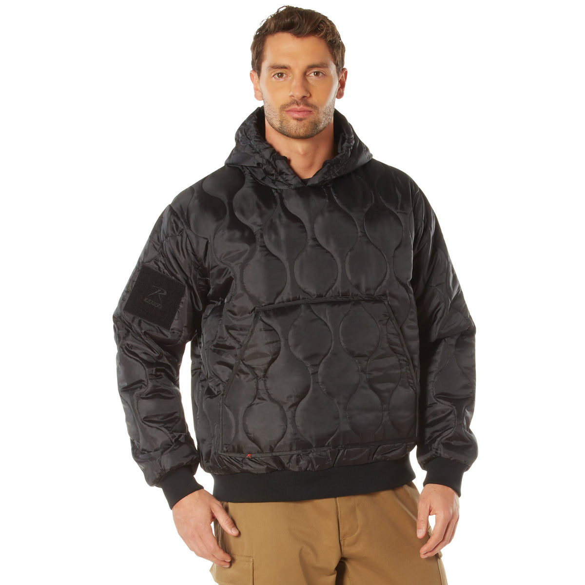 Rothco Quilted Woobie Hooded Sweatshirt - Color : Black, Size : 2XL