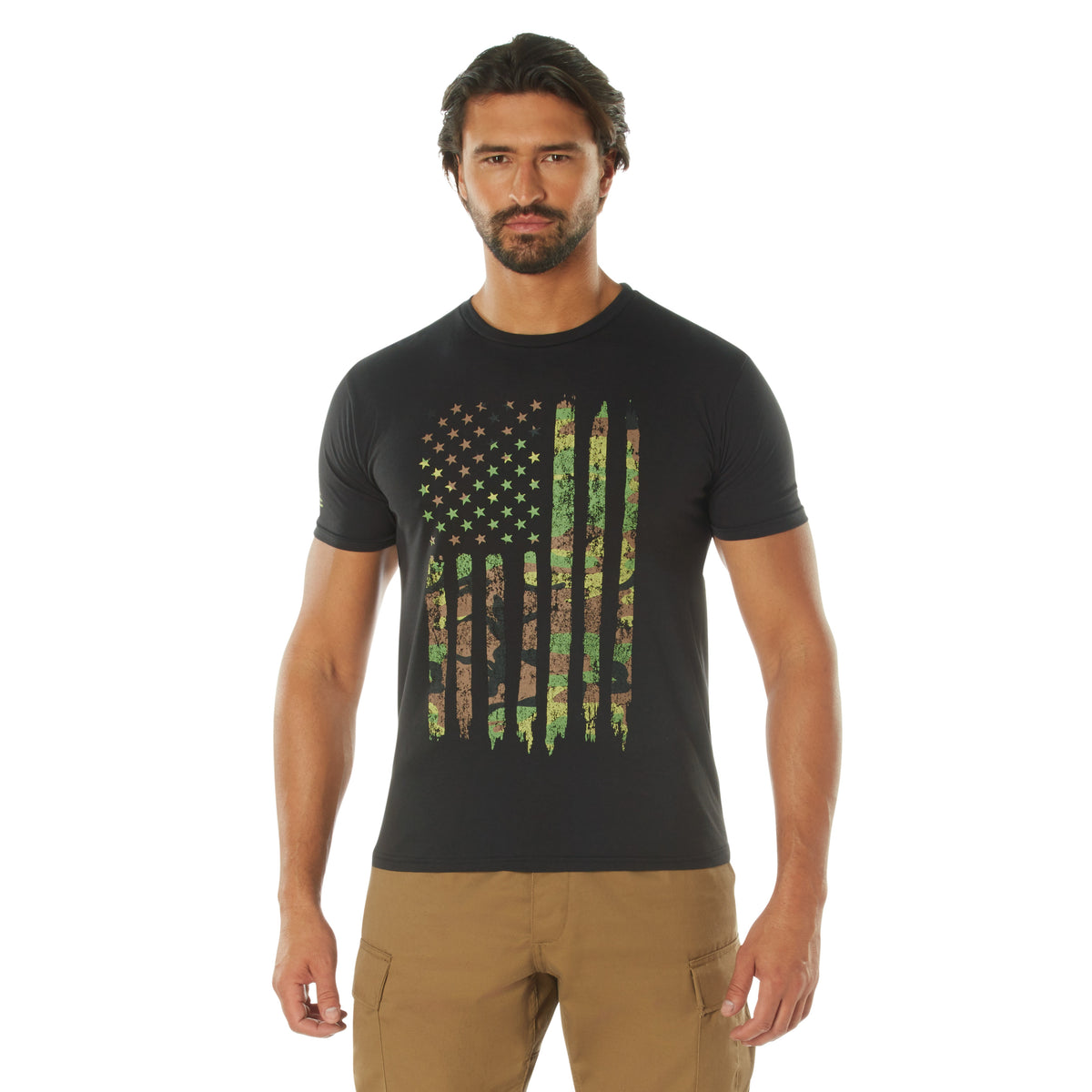 Rothco Distressed US Flag Athletic Fit T-Shirt - Color : Camo, Size : 3XL