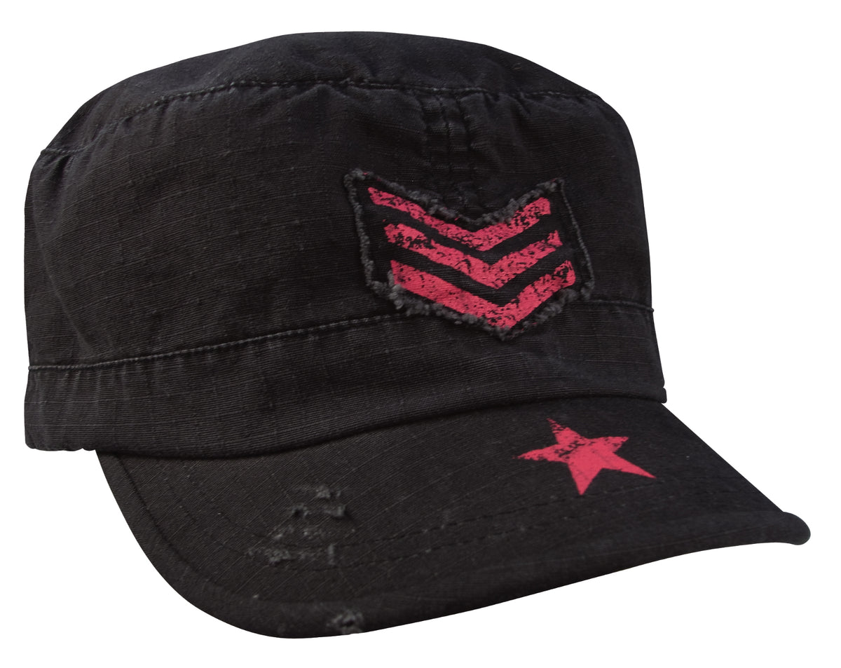 Rothco Women's Vintage Stripes & Stars Adjustable Fatigue Cap - Color : Black