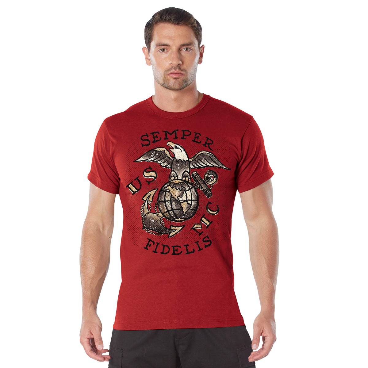 Rothco USMC Semper Fidelis T-Shirt - Color : Red, Size : 3XL