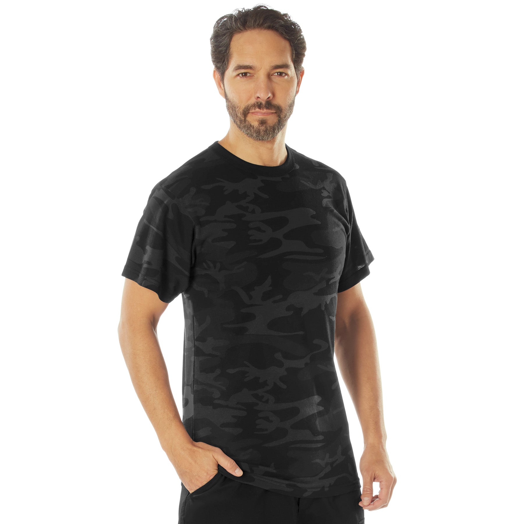 Rothco Camo T-Shirt - Color : Midnight Black Camo, Size : 3XL