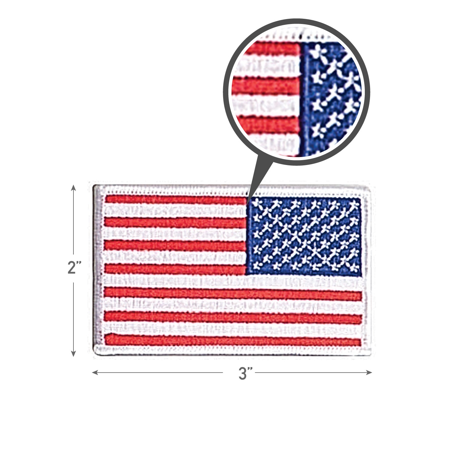 Rothco Iron On / Sew On Embroidered US Flag Patch - Color : Red White Blue with White Border, Orientation : Reverse