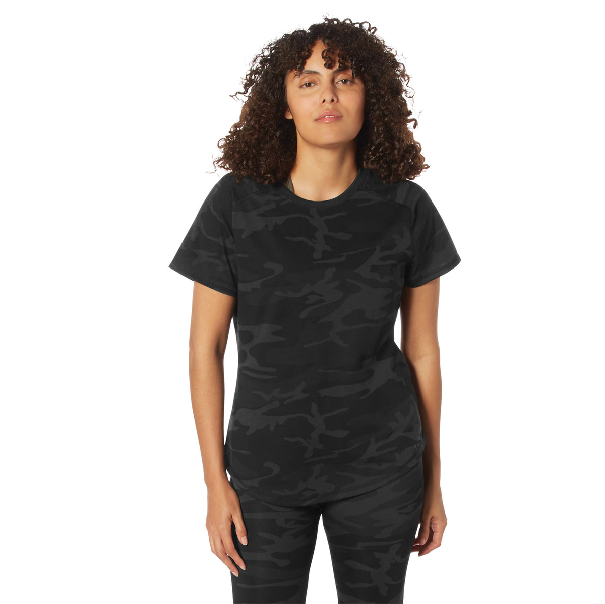 Rothco Womens Essential Raglan Sleeve T-Shirt - Color : Midnight Black Camo, Size : 2XL