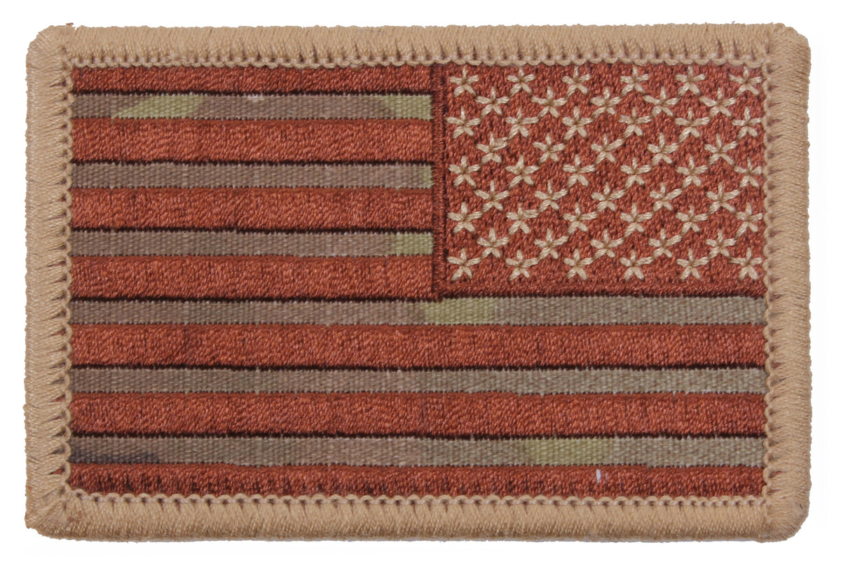 Rothco Iron On / Sew On Embroidered US Flag Patch - Color : MultiCam, Orientation : Reverse
