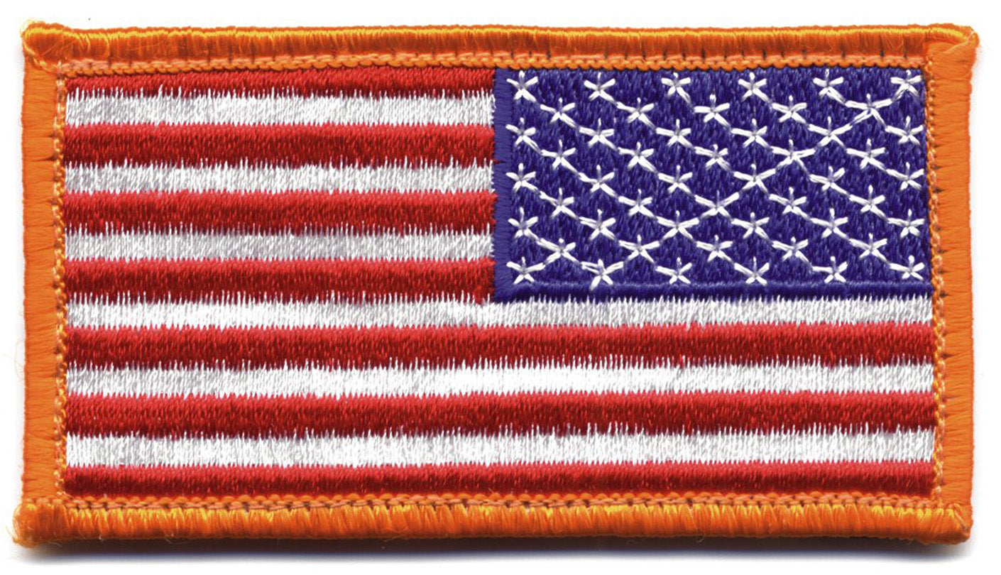 Rothco American Flag Patch - Hook Back - Color : Red White Blue with Yellow Border, Orientation : Reverse