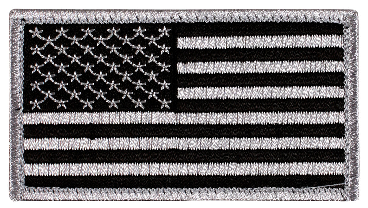 Rothco American Flag Patch - Hook Back - Color : Black / Silver, Orientation : Normal