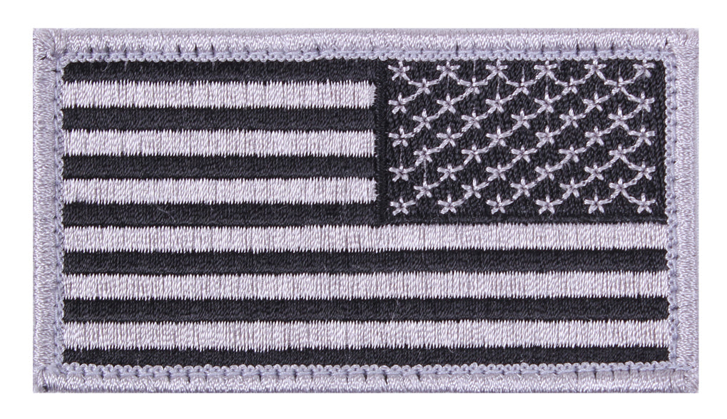 Rothco American Flag Patch - Hook Back - Color : Black / Silver, Orientation : Reverse