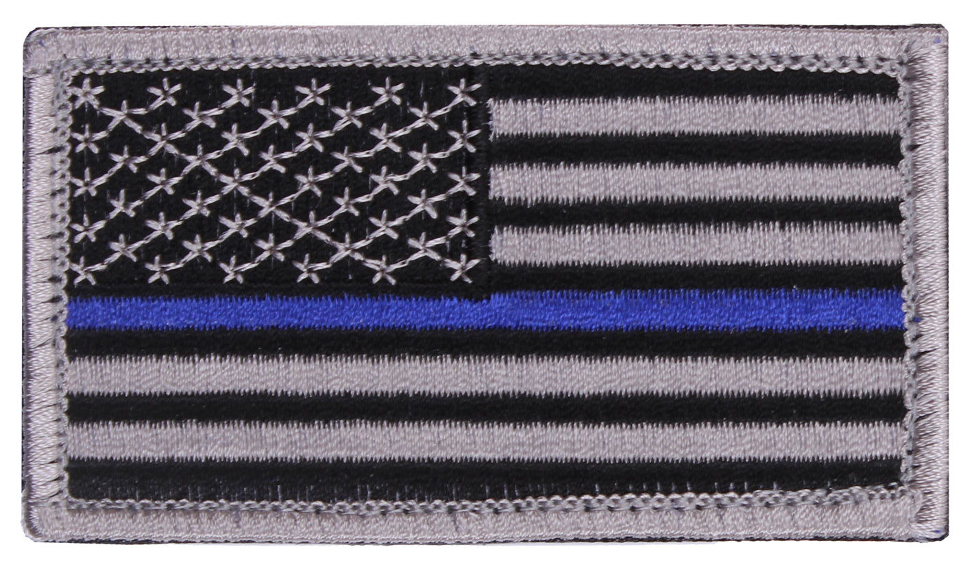 Rothco Thin Blue Line Police U.S. Flag Patch - Hook Back - Packaging : Bulk Packaging, Orientation : Normal