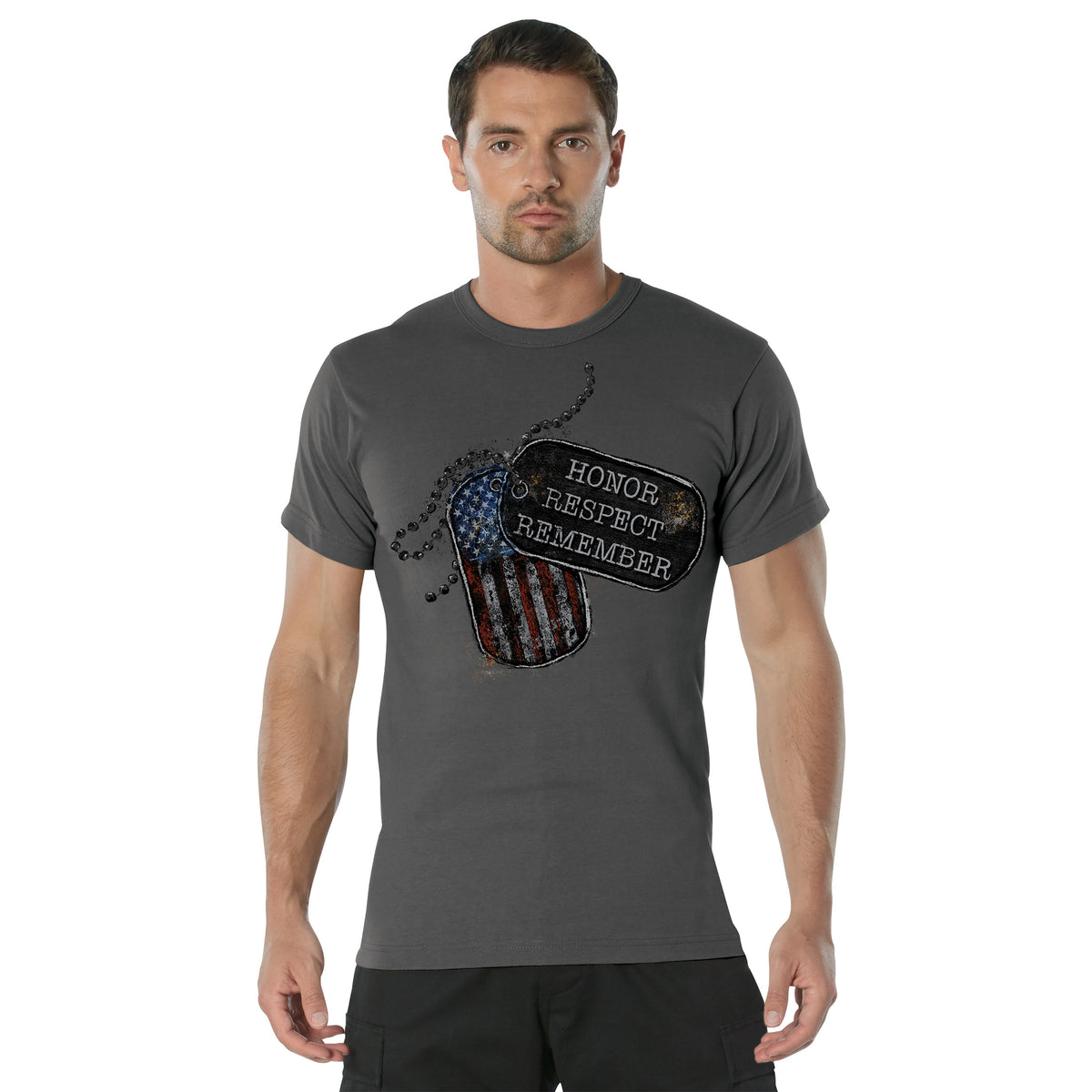 Rothco Honor Respect Remember T-Shirt - Color : Charcoal Grey, Size : 3XL