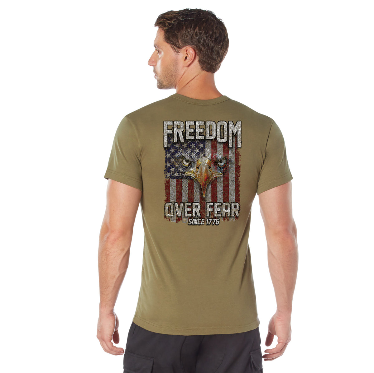 Rothco Freedom Over Fear T-Shirt - Color : Coyote Brown, Size : 3XL