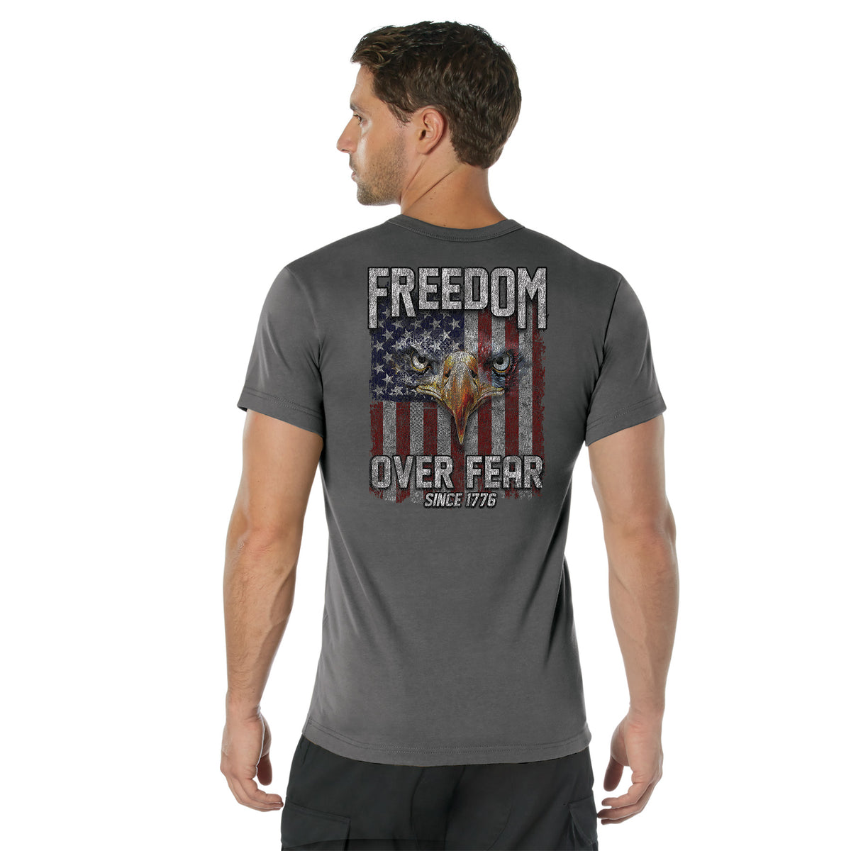 Rothco Freedom Over Fear T-Shirt - Color : Charcoal Grey, Size : 3XL