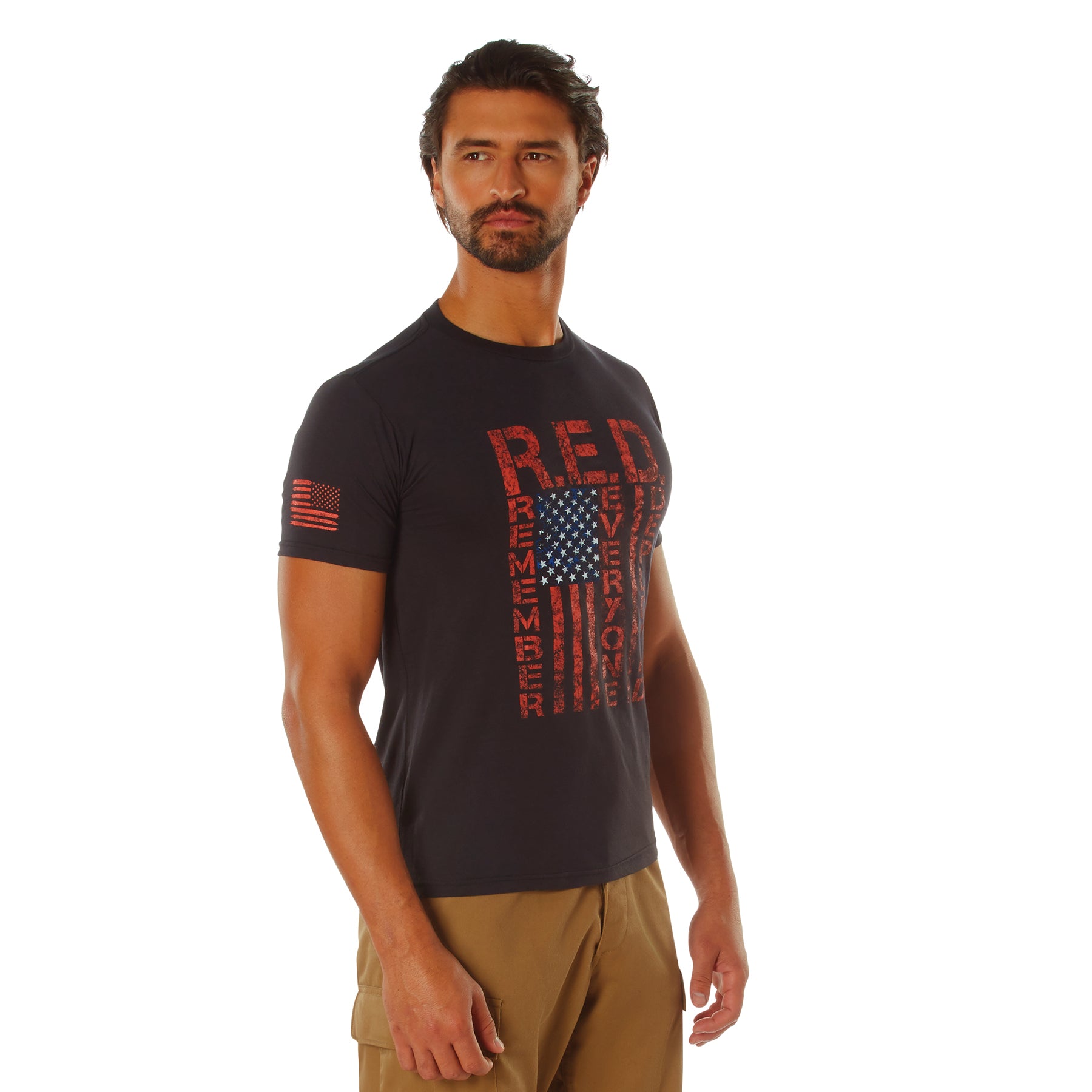 Rothco Athletic Fit R.E.D. (Remember Everyone Deployed) T-Shirt - Color : Black, Size : 3XL