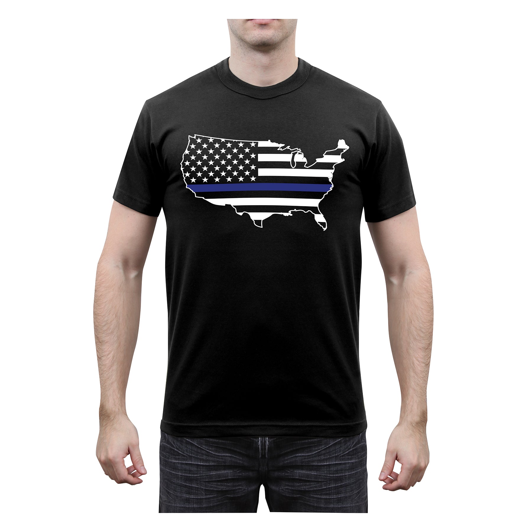 Rothco Thin Blue Line America Map T-Shirt - Size : 3XL