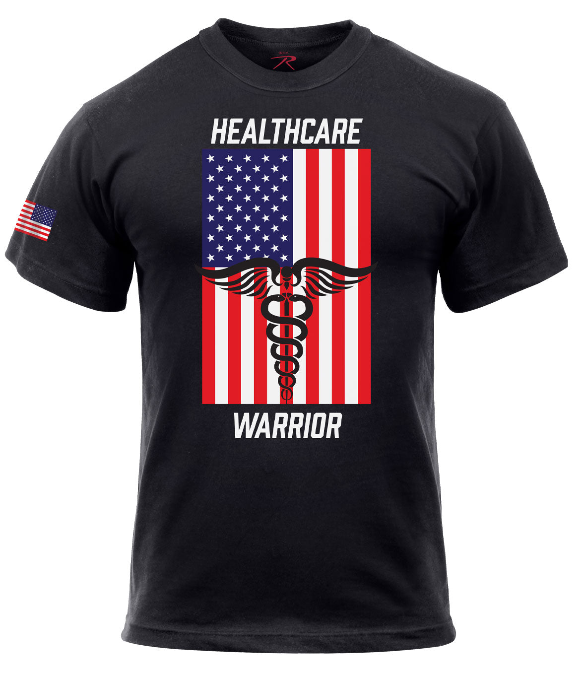 Rothco Healthcare Warrior US Flag T-Shirt - Black - Size : L
