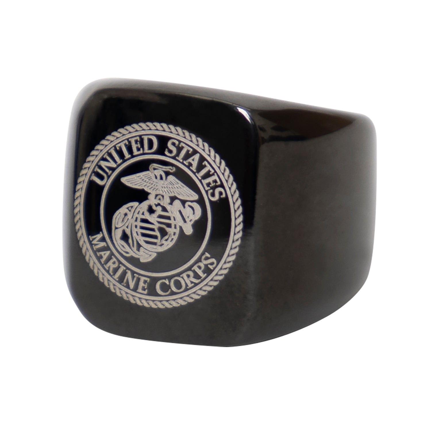 Rothco Stainless Steel USMC Eagle, Globe and Anchor Ring - Black - Ring Size : 9