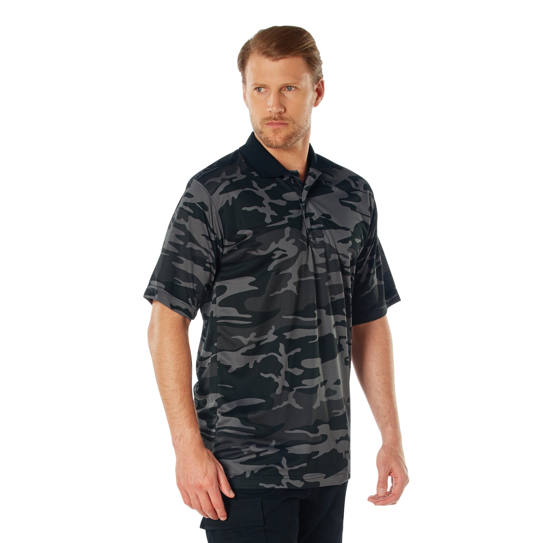 Rothco Moisture Wicking Polo Shirt - Color : Black Camo, Size : 3XL