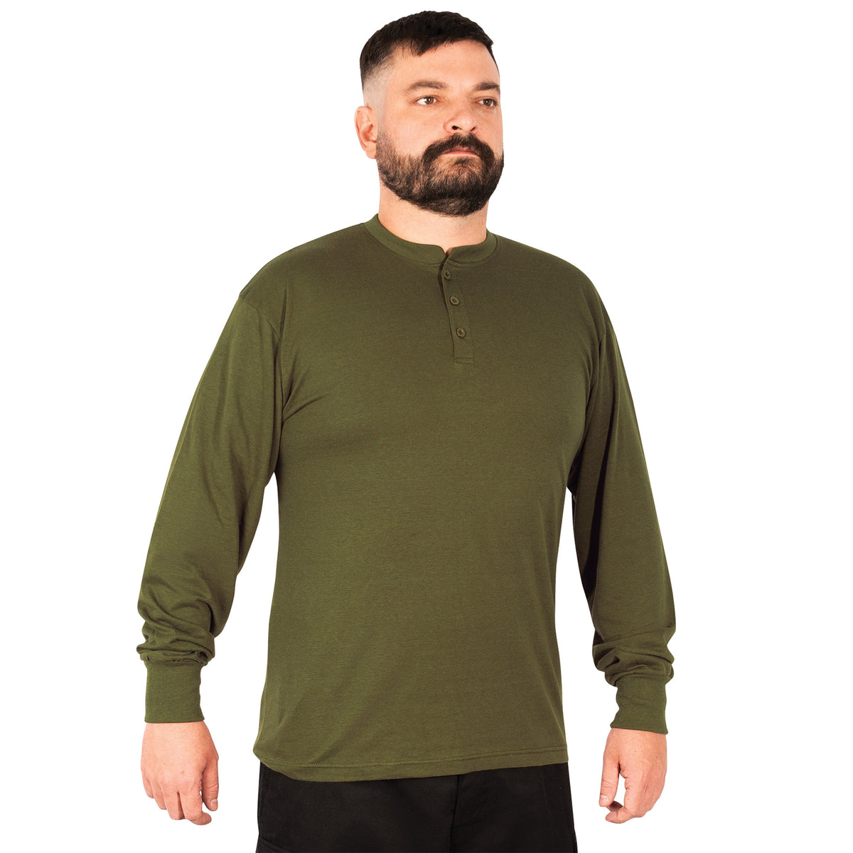 Rothco Long Sleeve Henley T-Shirt - Color : Olive Drab, Size : 3XL