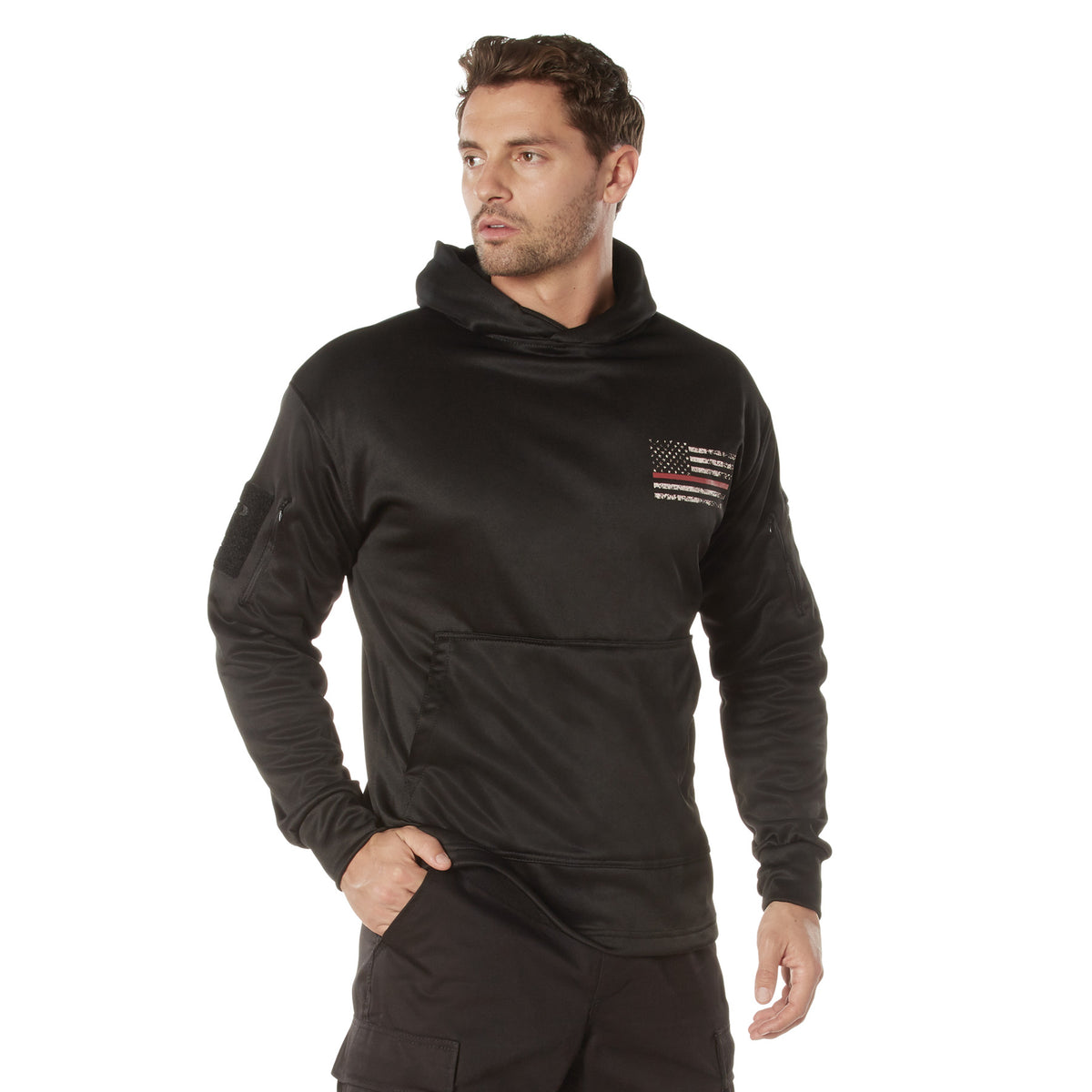 Rothco Concealed Carry Thin Red Line Hoodie - Color : Black, Size : 4XL