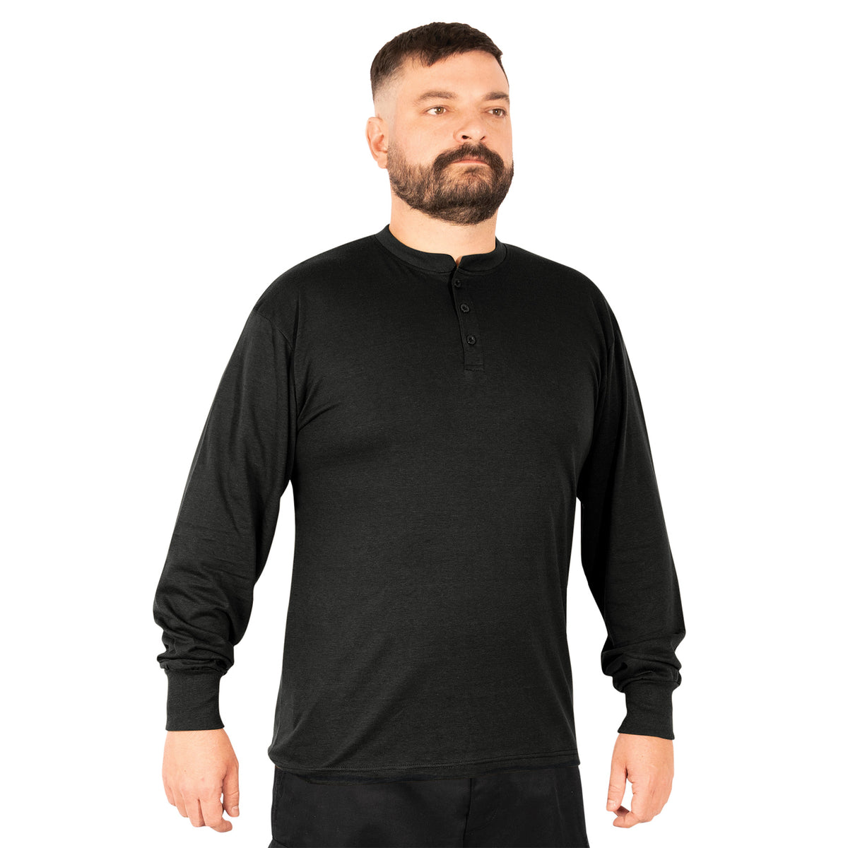 Rothco Long Sleeve Henley T-Shirt - Color : Black, Size : 3XL