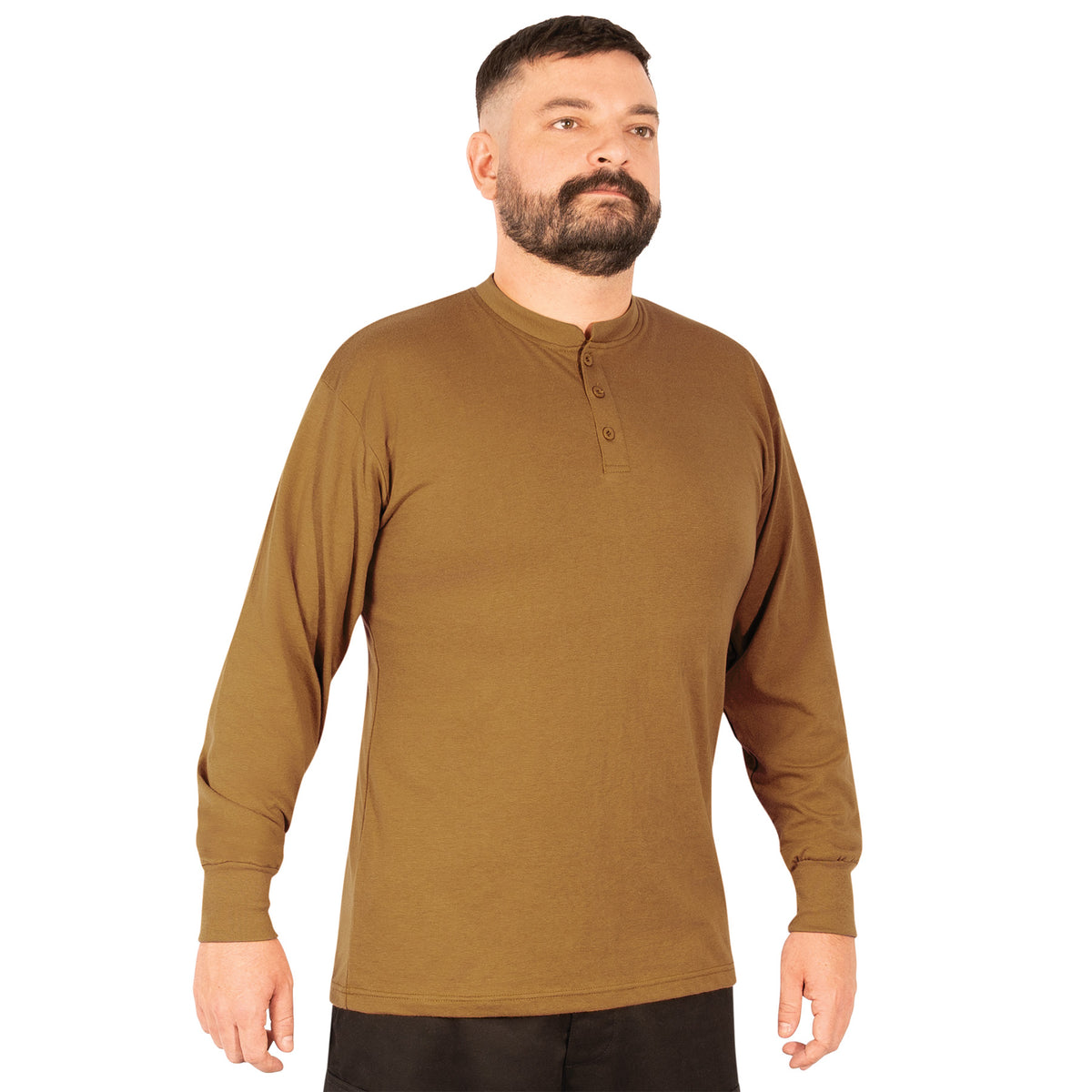 Rothco Long Sleeve Henley T-Shirt - Color : Work Brown, Size : 3XL