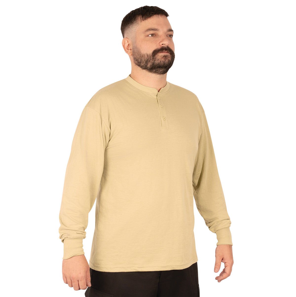 Rothco Long Sleeve Henley T-Shirt - Color : Desert Sand, Size : 3XL