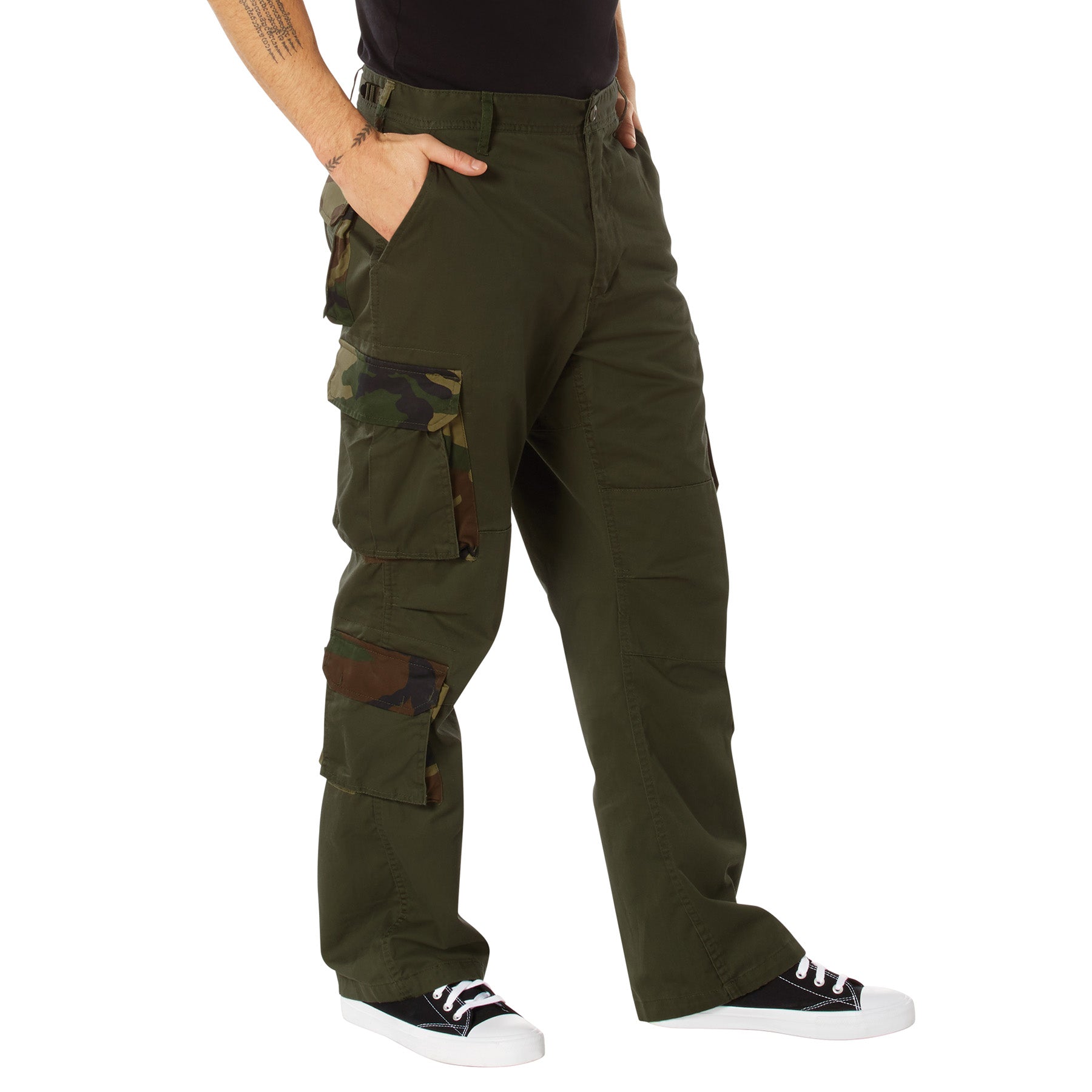 Rothco Vintage Paratrooper Cargo Fatigue Pants - Color : Olive Drab / Woodland Camo, Size : 2XL
