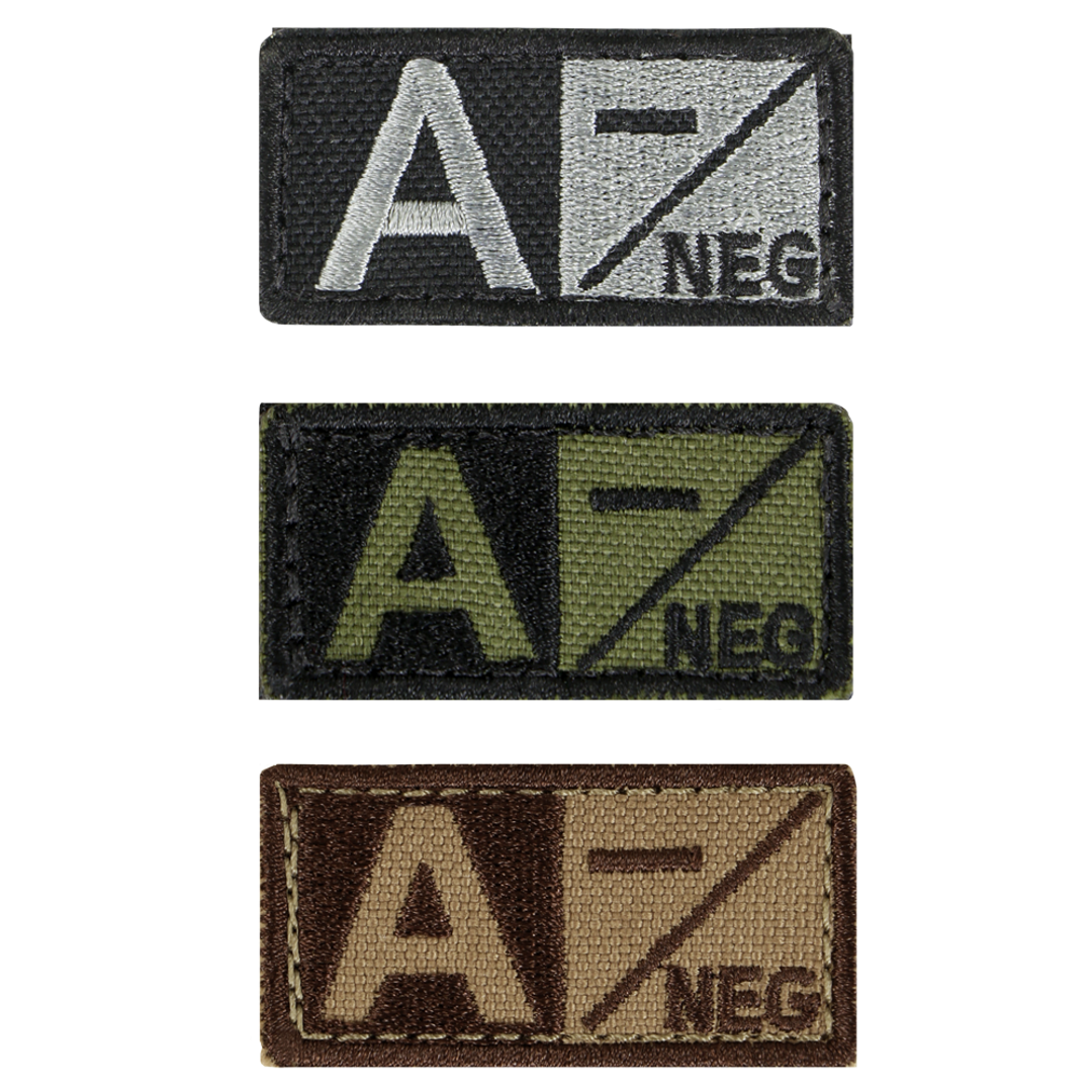 Écusson Condor — Blood Type Patch — Vert olive / A négatif / 6 pièces