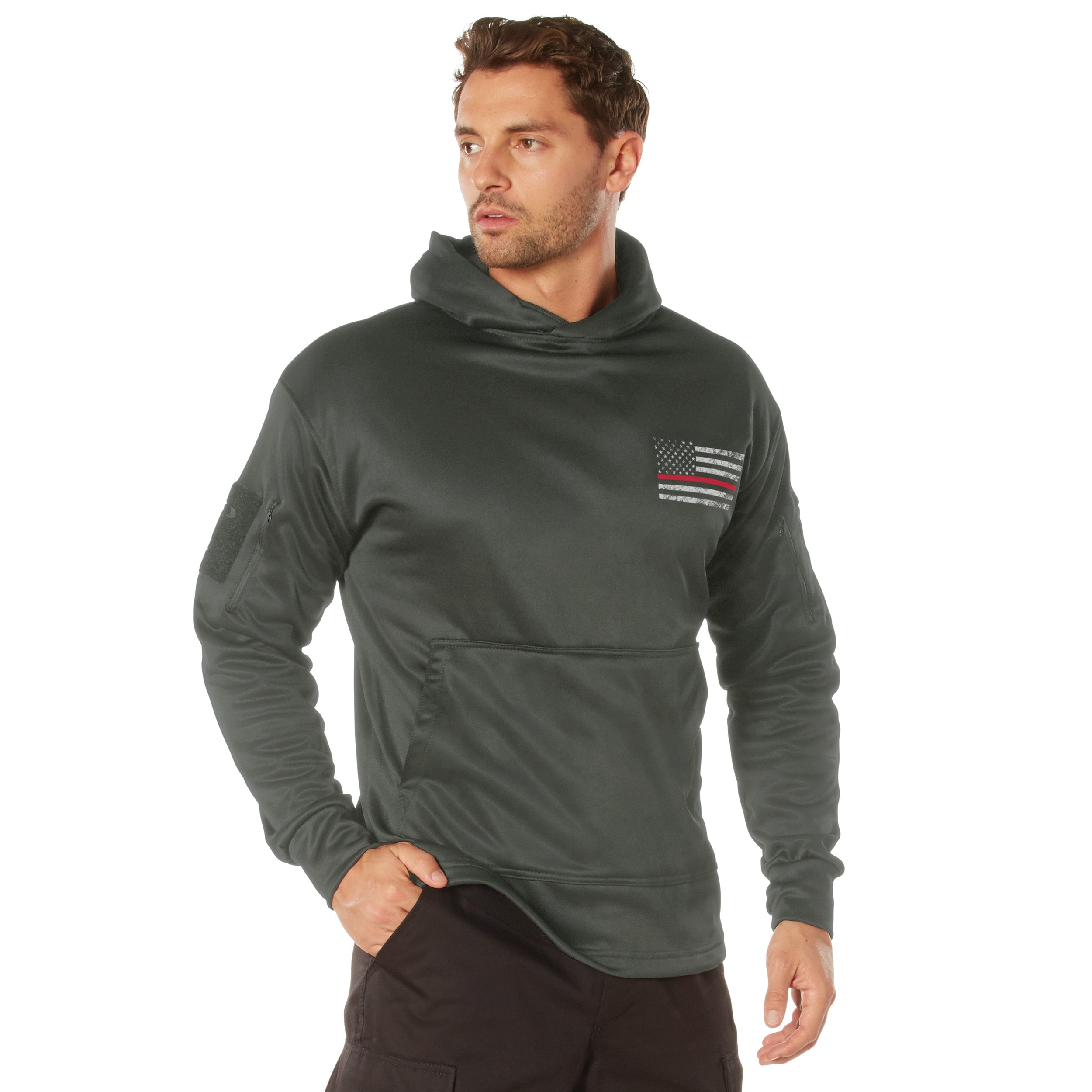 Rothco Concealed Carry Thin Red Line Hoodie - Color : Gunmetal Grey, Size : 4XL