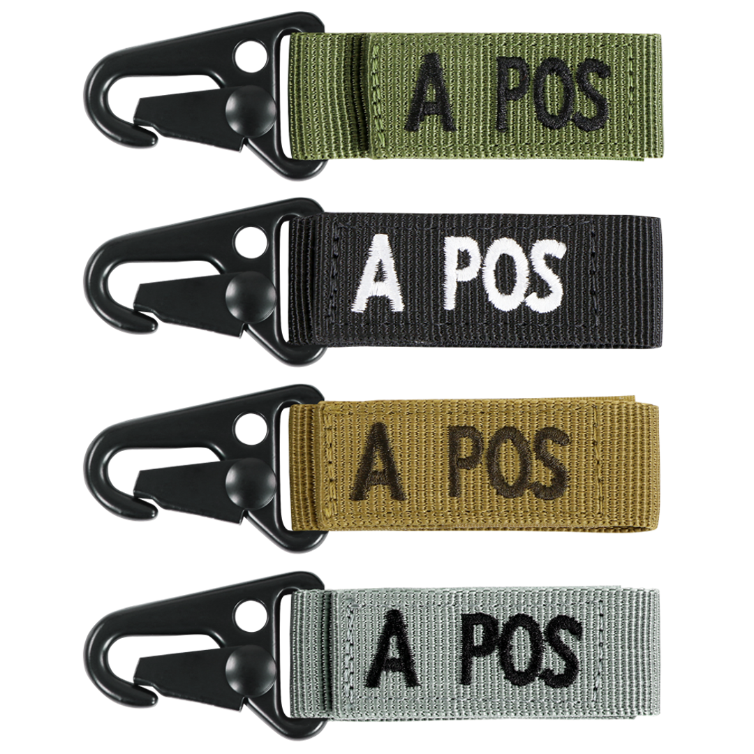 Accessoire Condor — Blood Type Key Chain — Vert olive / A positif / 4 pièces