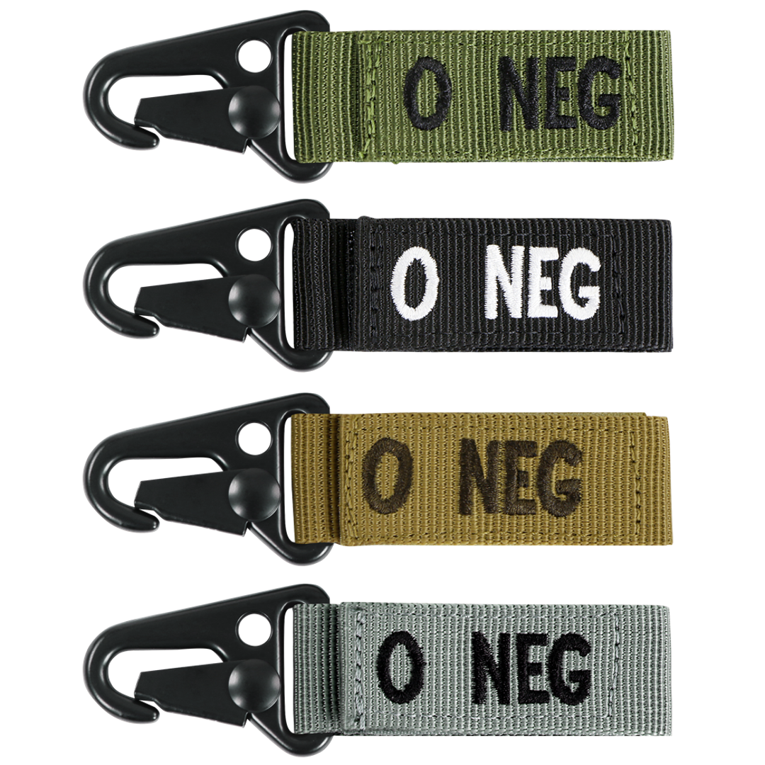 Accessoire Condor — Blood Type Key Chain — Vert olive / O négatif / 4 pièces