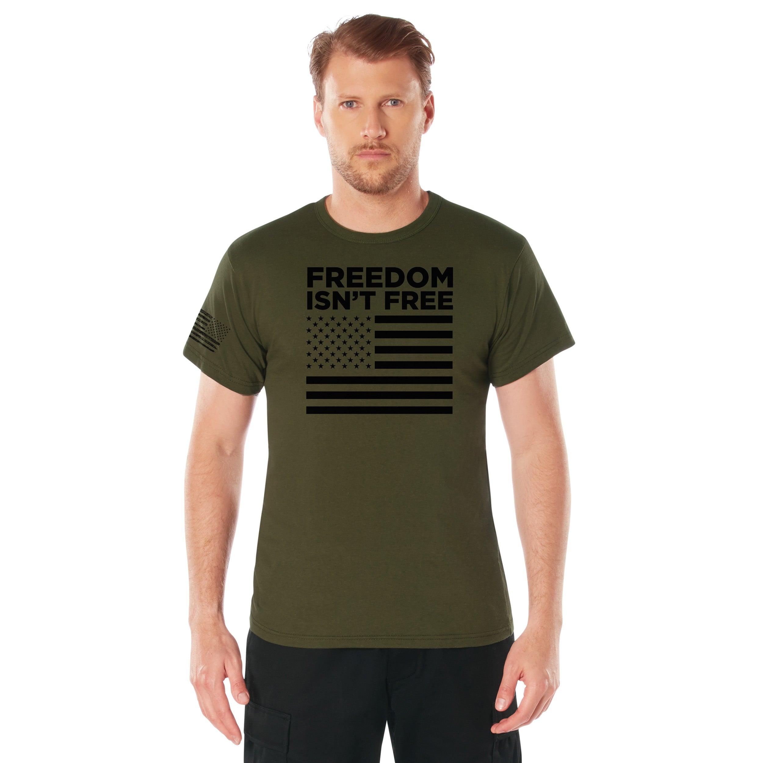 Rothco Freedom Isn't Free Flag T-Shirt - Color : Olive Drab, Size : 3XL
