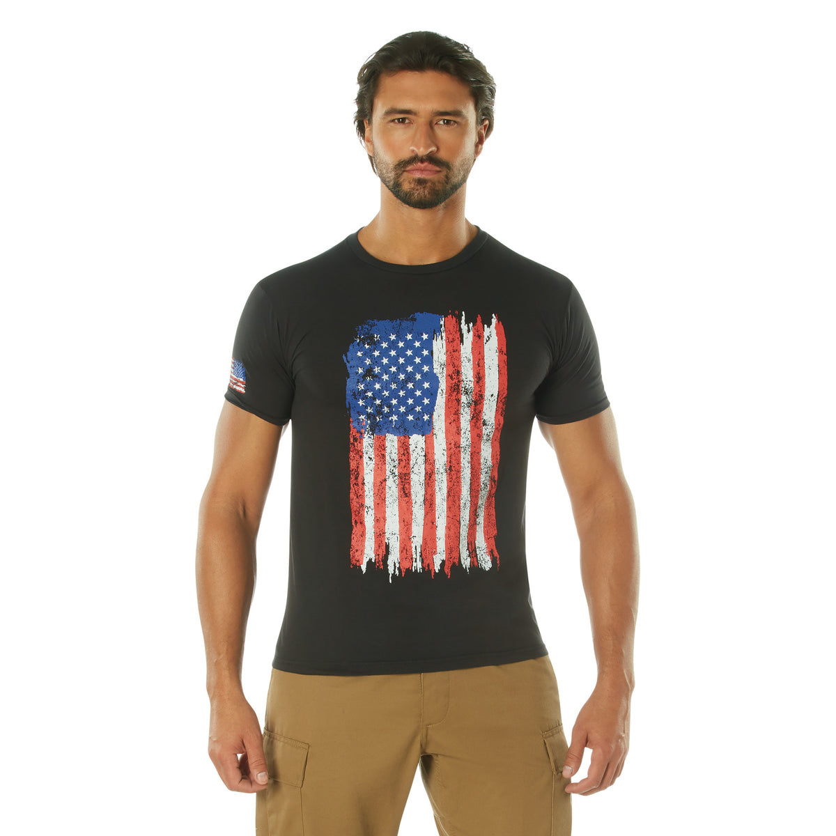 Rothco Distressed US Flag Athletic Fit T-Shirt - Color : Red / White / Blue, Size : 3XL