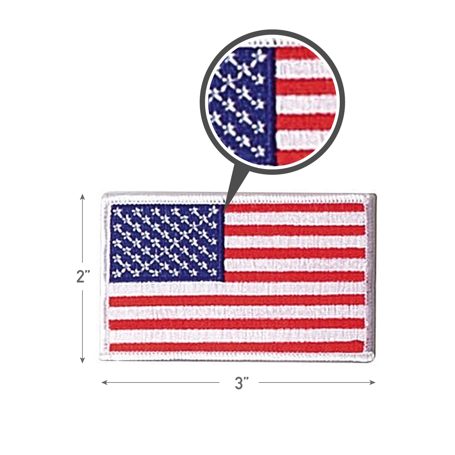 Rothco Iron On / Sew On Embroidered US Flag Patch - Color : Red White Blue with White Border, Orientation : Normal
