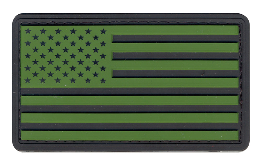 Rothco PVC US Flag Patch With Hook Back - Color : Black / Olive Drab, Packaging : Bulk Packaging