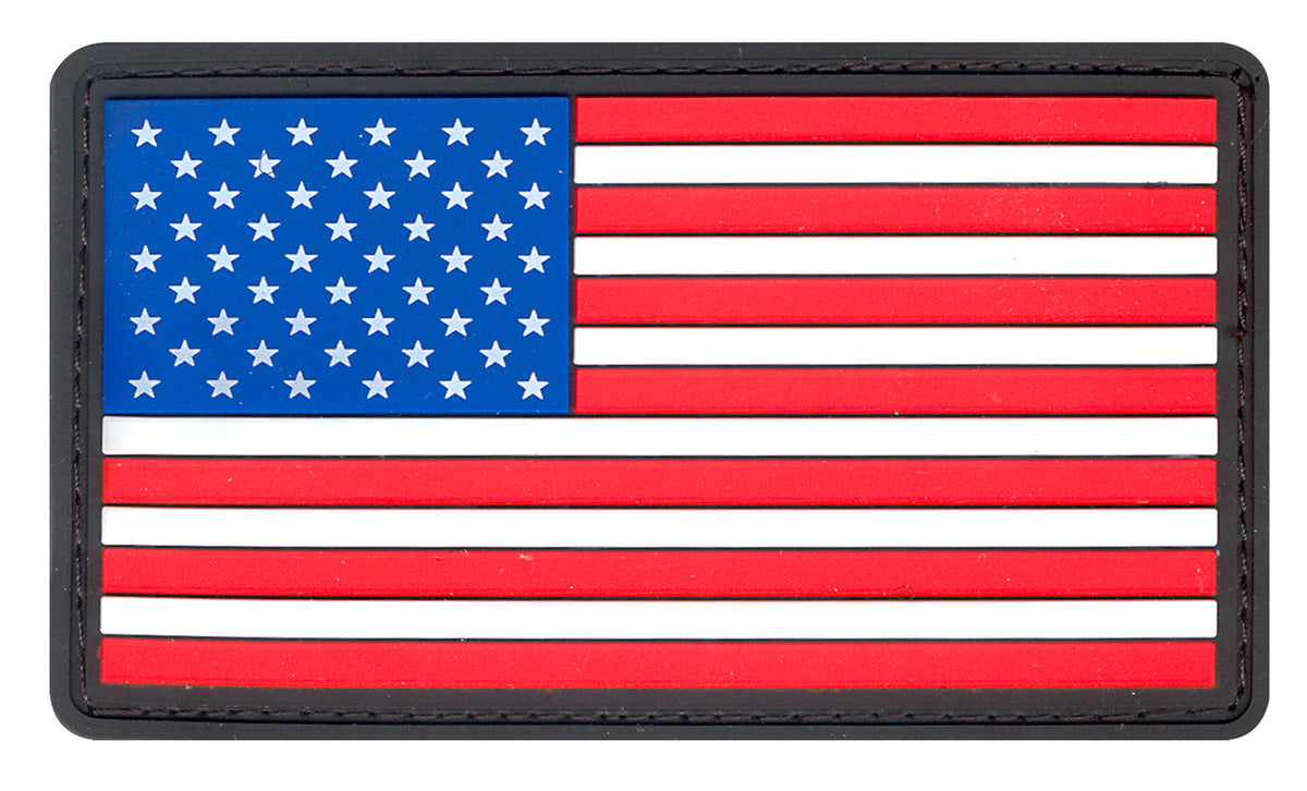 Rothco PVC US Flag Patch With Hook Back - Color : Red / White / Blue, Packaging : Bulk Packaging