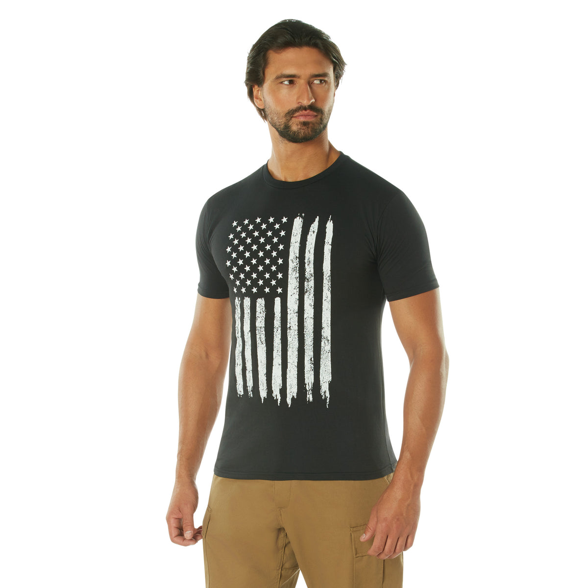 Rothco Distressed US Flag Athletic Fit T-Shirt - Color : Black, Size : 4XL