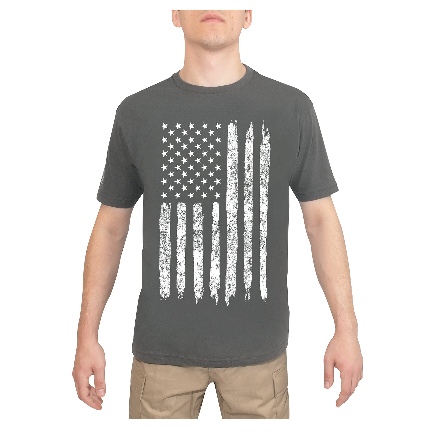 Rothco Distressed US Flag Athletic Fit T-Shirt - Color : Charcoal Grey, Size : 3XL