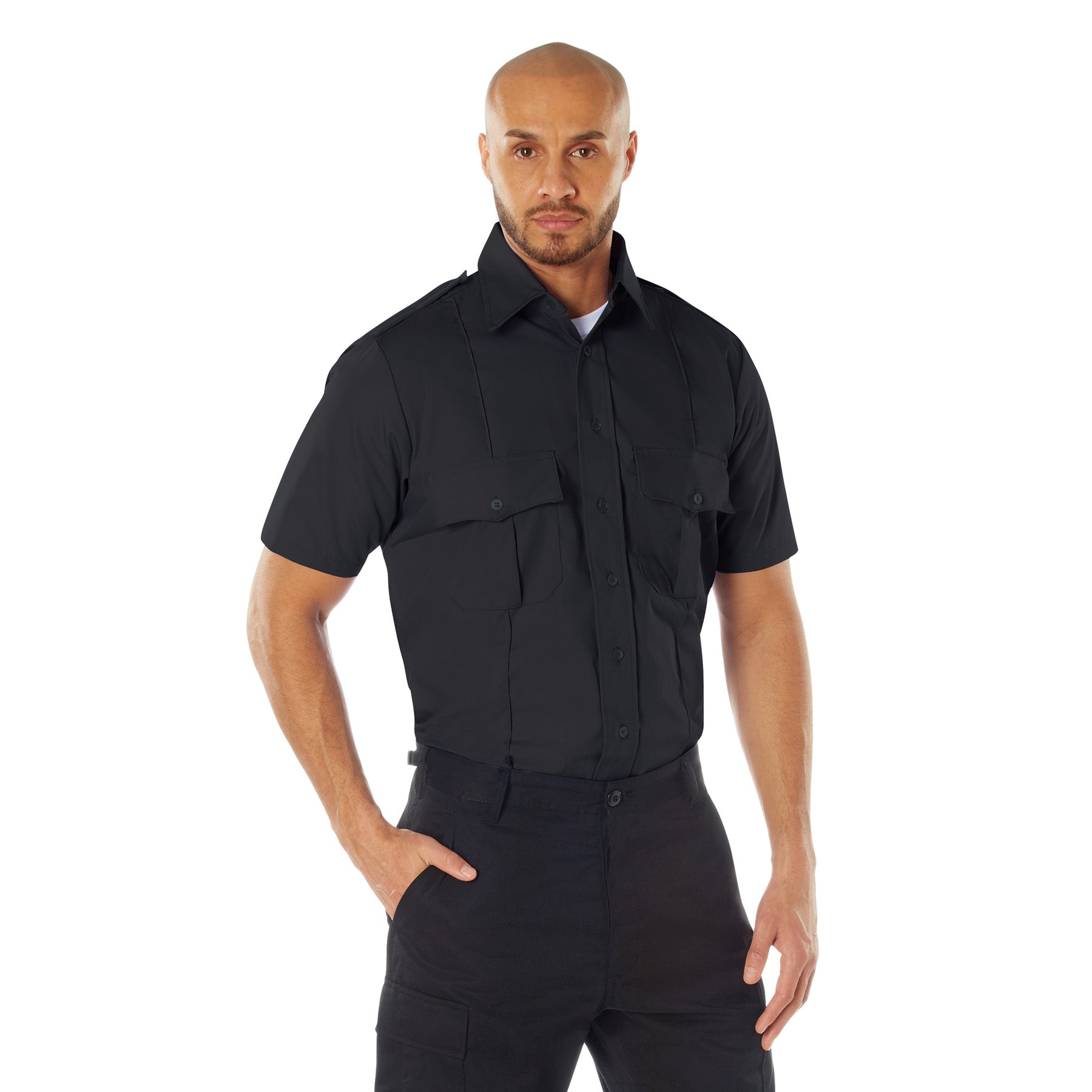 Rothco Short Sleeve Uniform Shirt - Color : Midnight Navy Blue, Size : 3XL