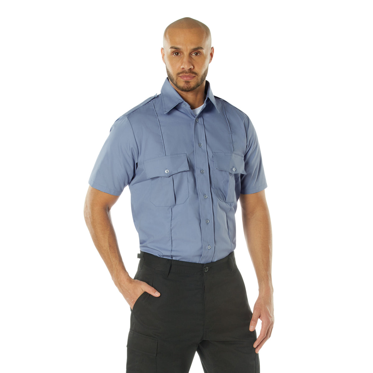 Rothco Short Sleeve Uniform Shirt - Color : Light Blue, Size : 3XL