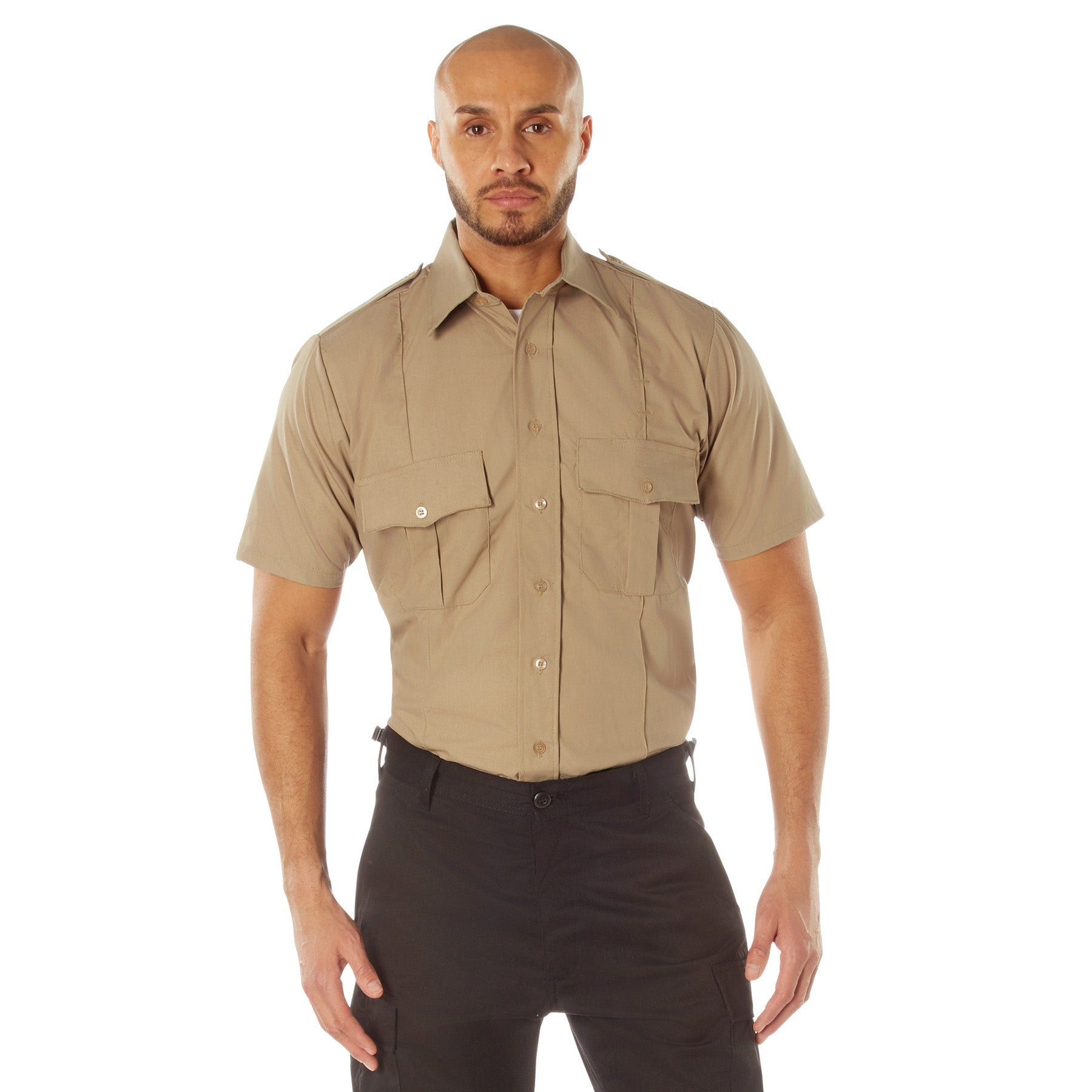 Rothco Short Sleeve Uniform Shirt - Color : Khaki, Size : 3XL