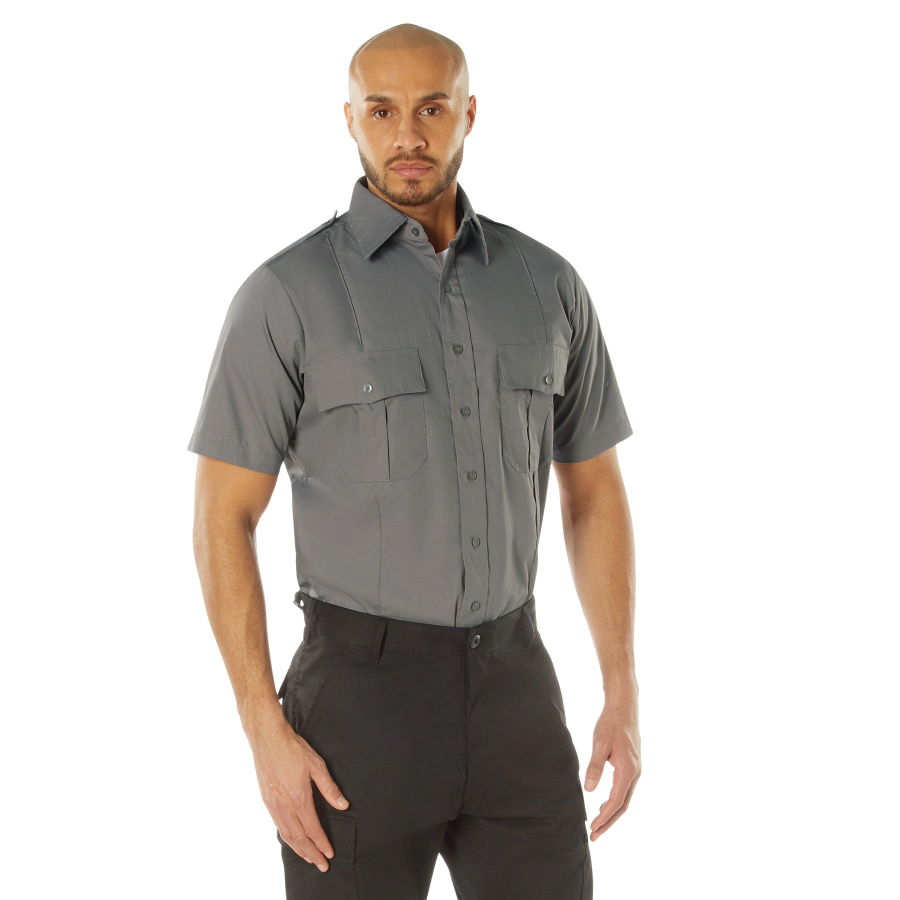Rothco Short Sleeve Uniform Shirt - Color : Grey, Size : 2XL