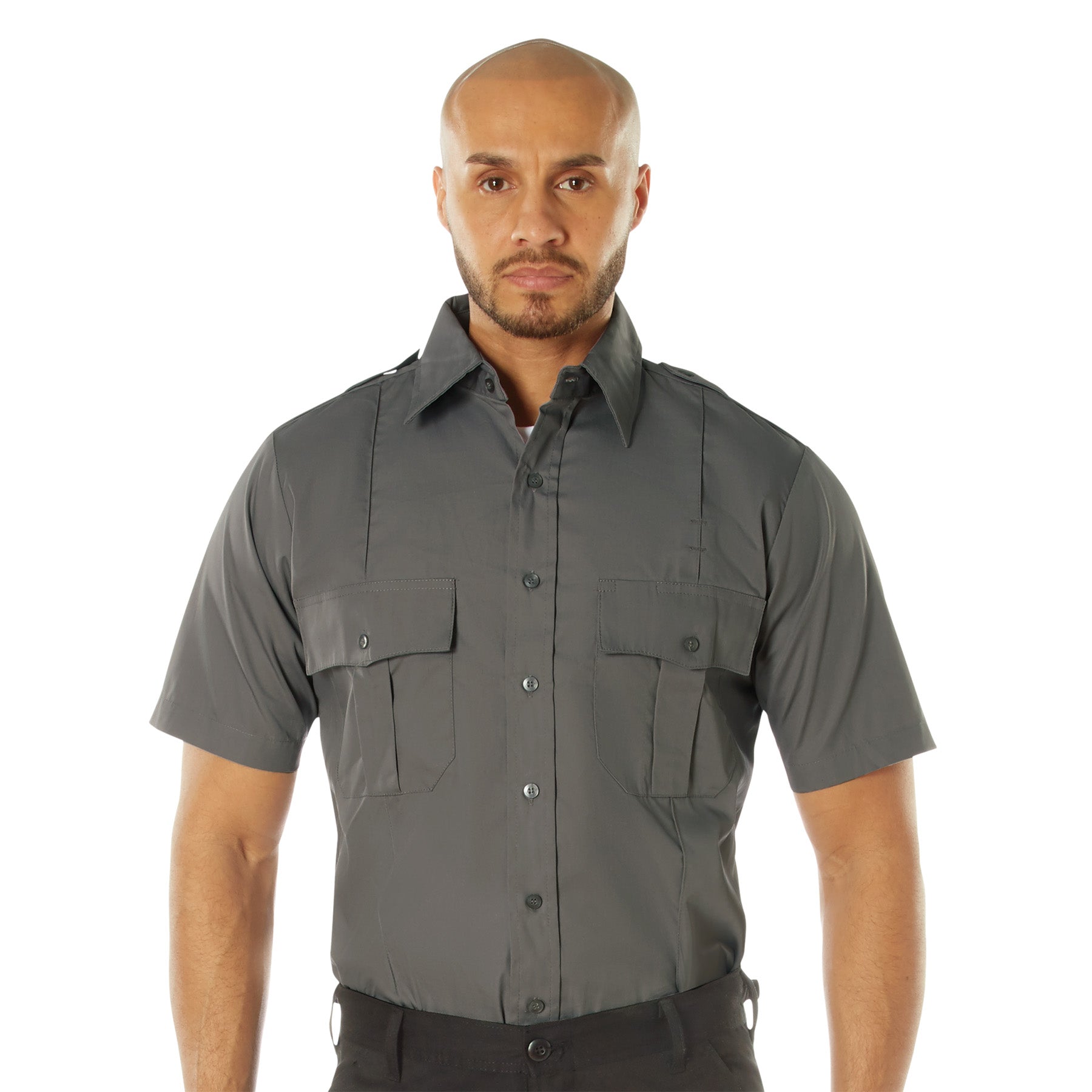 Rothco Short Sleeve Uniform Shirt - Color : Dark Grey, Size : 3XL