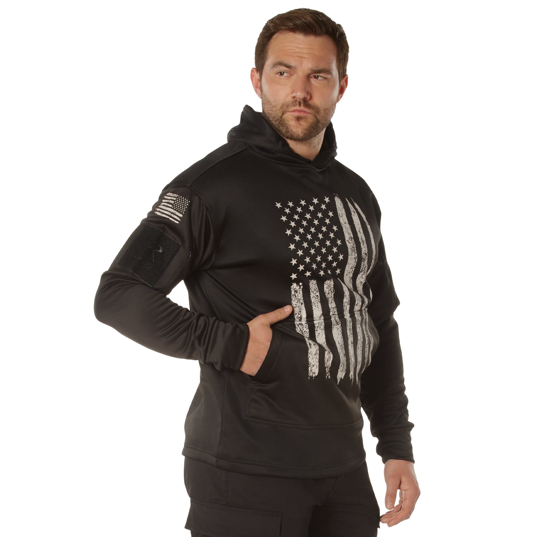 Rothco Concealed Carry U.S. Flag Hoodie - Color : Black, Size : 5XL