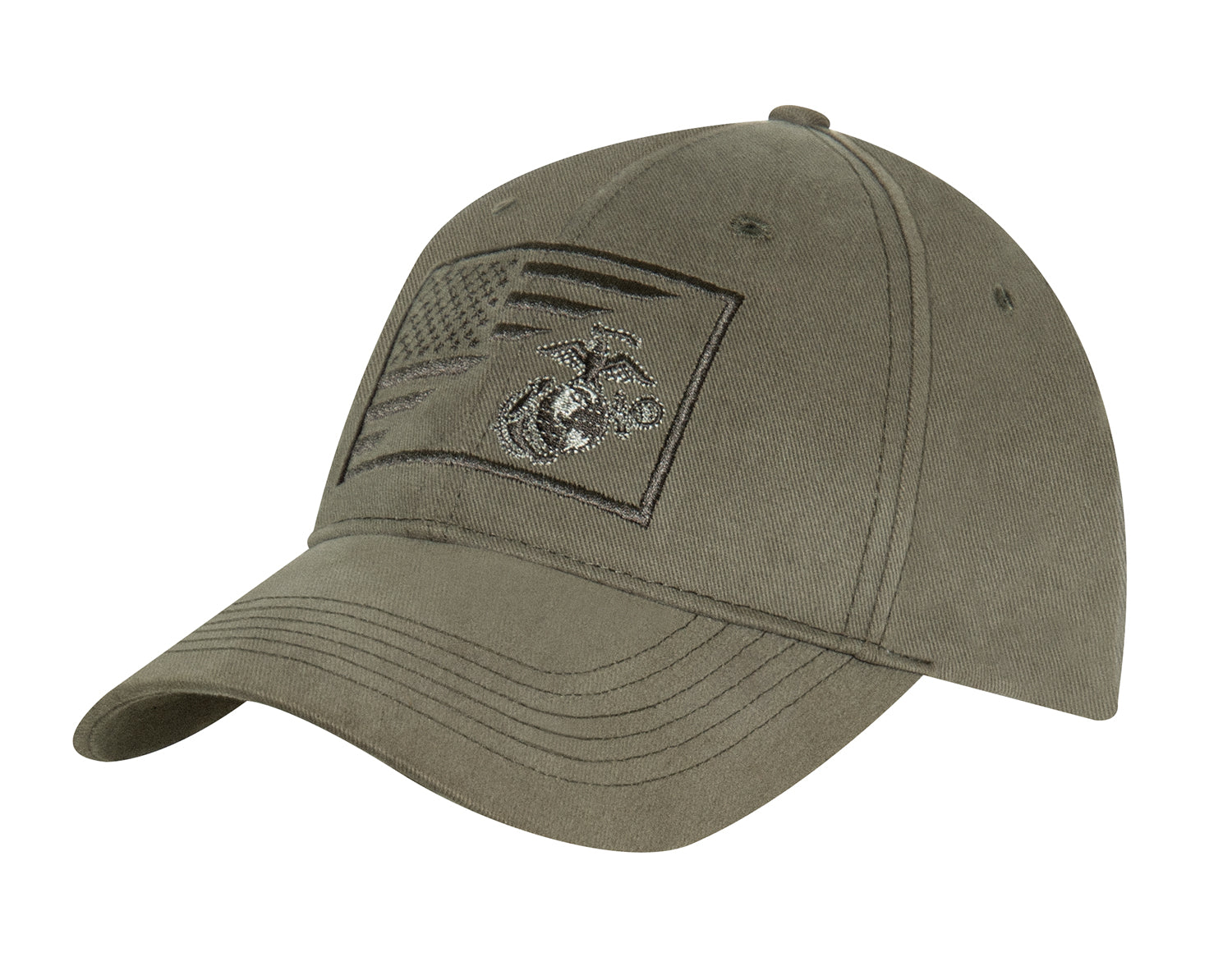 Rothco USMC Eagle, Globe and Anchor / US Flag Low Pro Cap - Color : Olive Drab