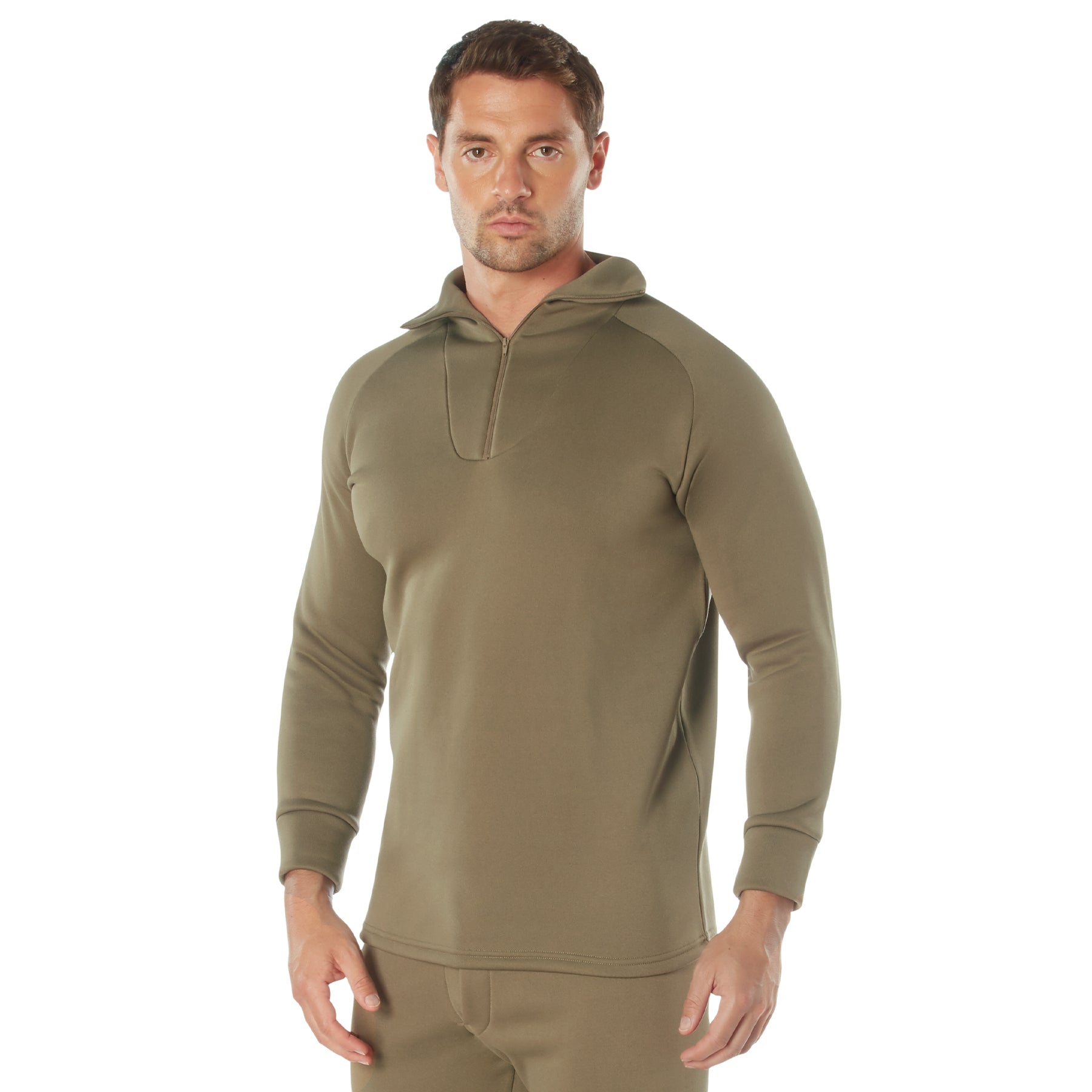Rothco ECWCS Poly Zip Collar Shirts - Color : AR 670-1 Coyote Brown, Size : 3XL